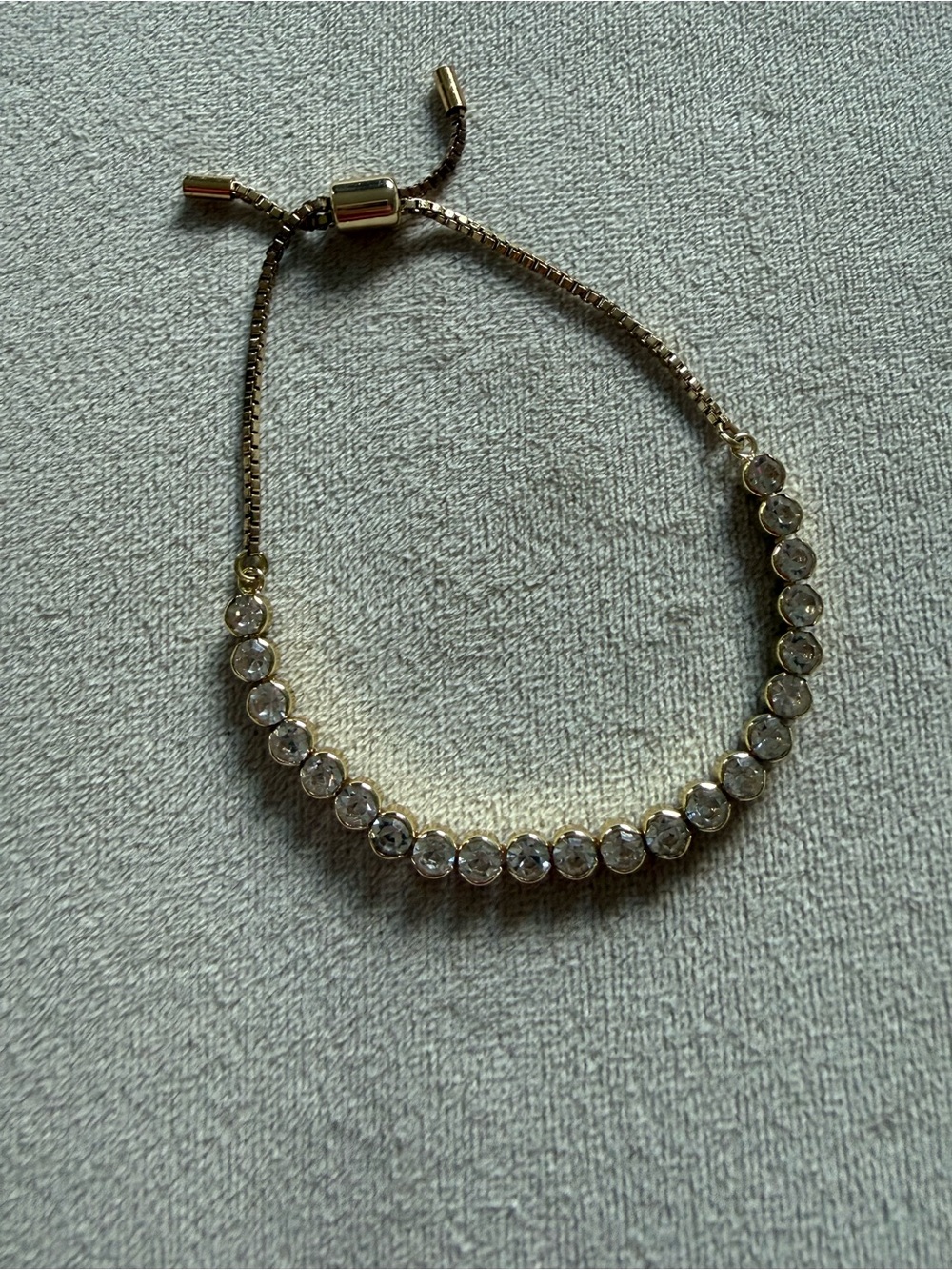 Gold-Tone Clear Crystal Adjustable Bracelet